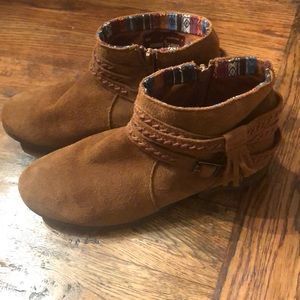 Brown leather booties